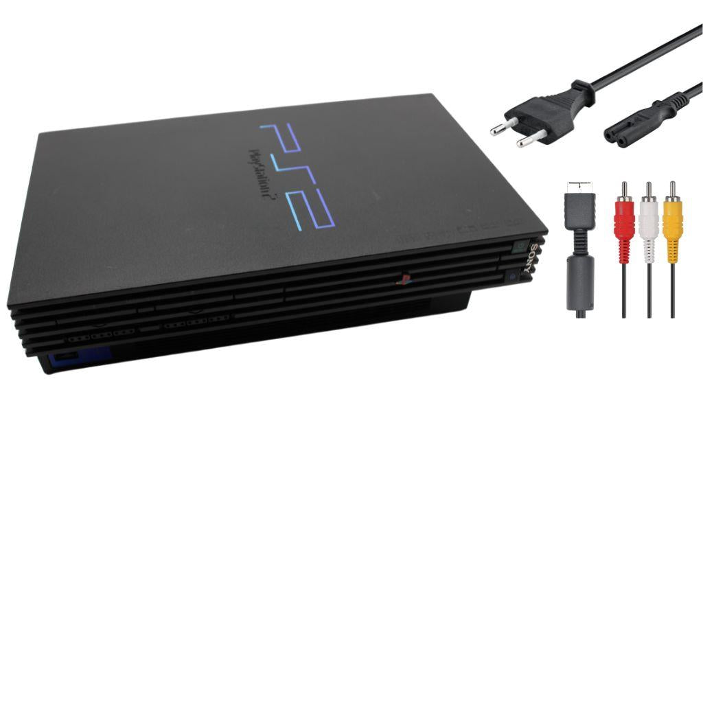 Sony PlayStation 2 PS2 Konsole Fat Schwarz - alle Kabel