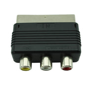 TV Scart Adapter AV 3x Cinch Chinch Buchse IN > Scart Stecker Out Output Ausgang