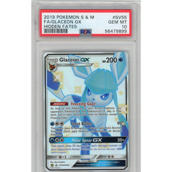 Pokemon - Glaceon GX  - Hidden Fates - SV55 - Shiny Ultra Rare - PSA 10