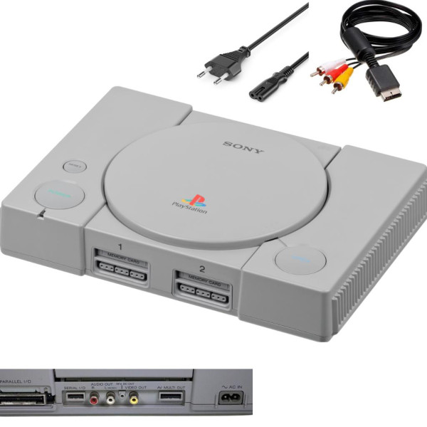 Sony PlayStation 1 PS1 - Konsole - SCPH-1002 - alle Kabel - Grau