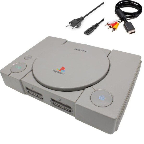 Sony PlayStation 1 - Konsole - alle Kabel - Grau