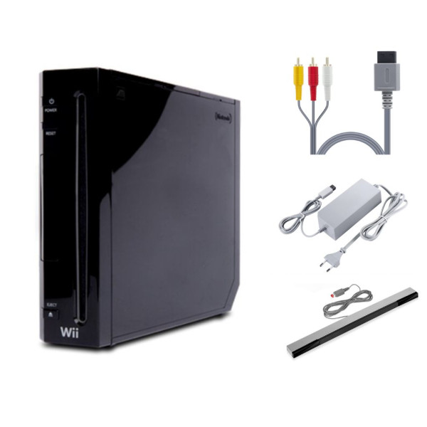 Nintendo Wii - Konsole - RVL-001 - alle Kabel - Schwarz