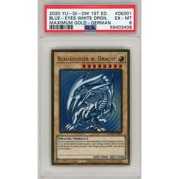 Yu-Gi-Oh! - Blauäugiger w. Drache - Maximum Gold - 001 - Gold Rare - PSA 6