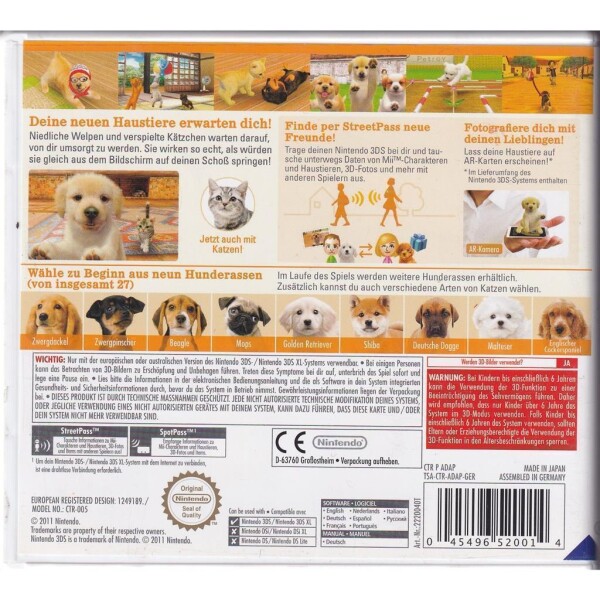 Nintendo 3DS - Nintendogs Golden Retriever & neue Freunde + Cats - mit OVP