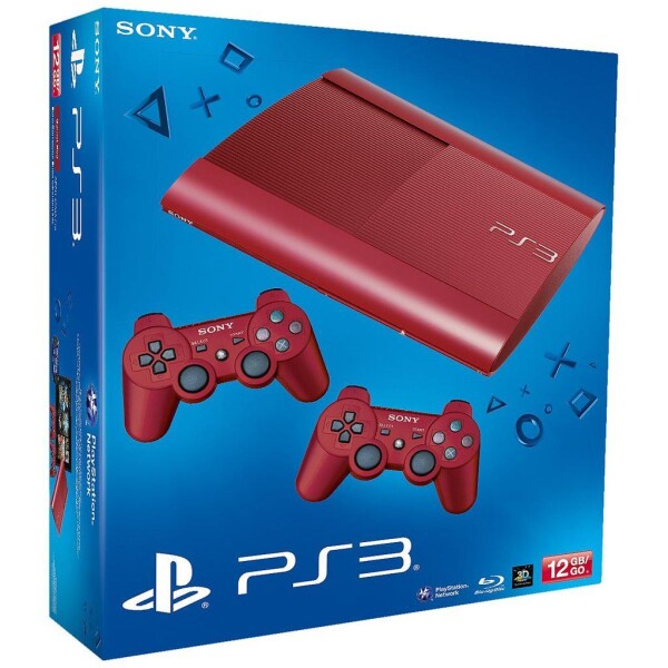 Sony PlayStation 3 Super Slim - Konsole - 12GB - Garnet Red - 2 Controller - OVP