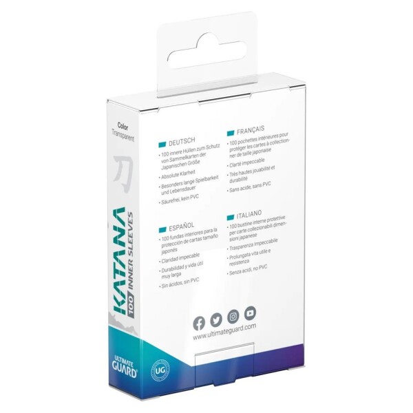 100 Ultimate Guard Katana Inner Sleeves Small