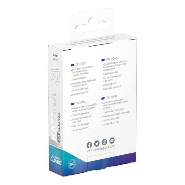 60 Small Ultimate Guard Katana Sleeves Japanische Größe Weiß