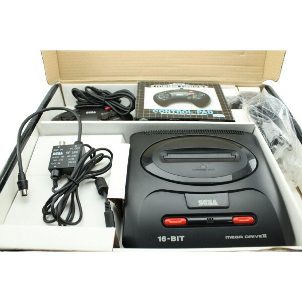 Sega Mega Drive 2 - Konsole - alle Kabel - Schwarz - mit 2 Controller und OVP