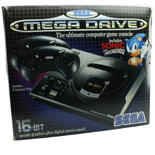 Sega Mega Drive 1 - Konsole - alle Kabel - Schwarz - mit 2 Controller und OVP