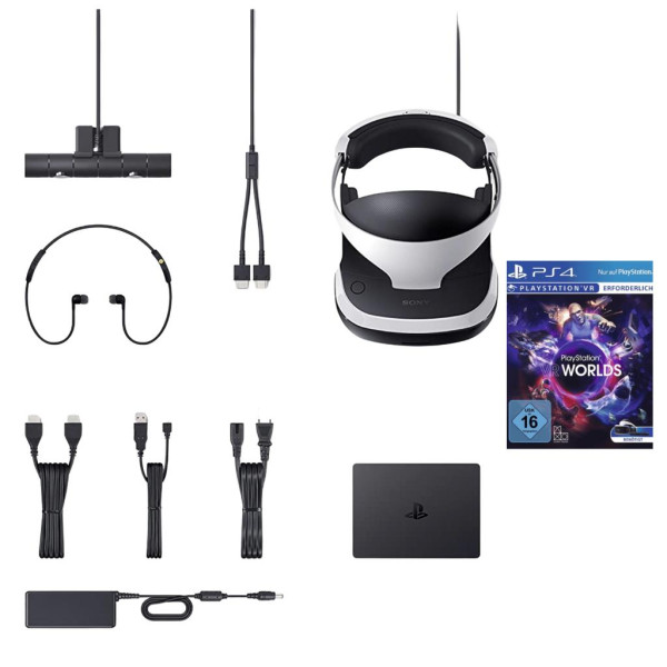 PS4 PlayStation 4 - VR Brille Virtual Reality V2 + Camera + VR Worlds