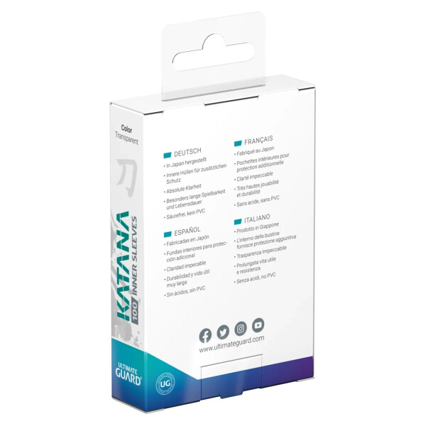 100 Ultimate Guard Katana Inner Sleeves 64x89mm