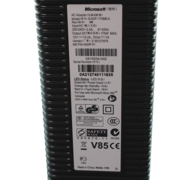 Microsoft Xbox 360 - Original Netzteil mit Stromkabel - 175W 14.2A